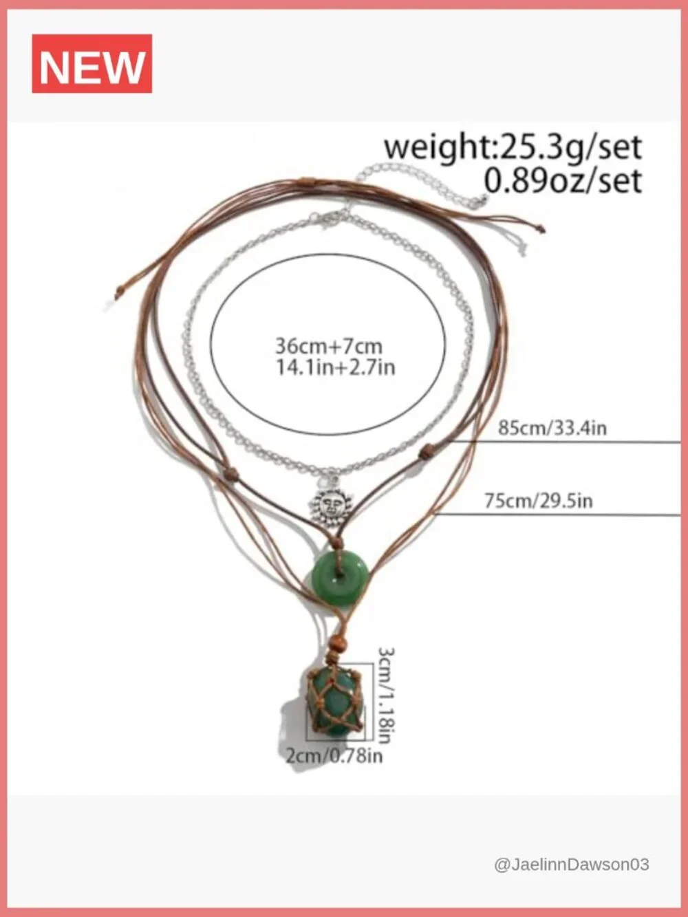 Boho Layered Stone Pendant Necklace Set with Geometric Choker